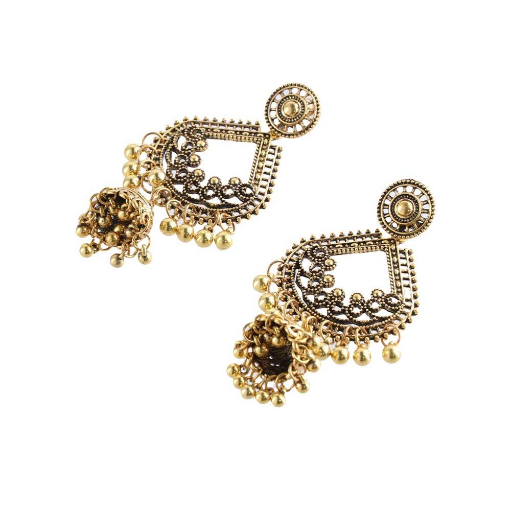 Индийские модные аксессуары Jhumka золотого и серебряного цвета, серьги-гвоздики, висячие серьги-подвески, ювелирные изделия