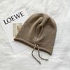Ear Protection Drawstring Wool Cap Soft Solid Color Pullover Hat Knitted Baggy Beanie Hat  Outdoor