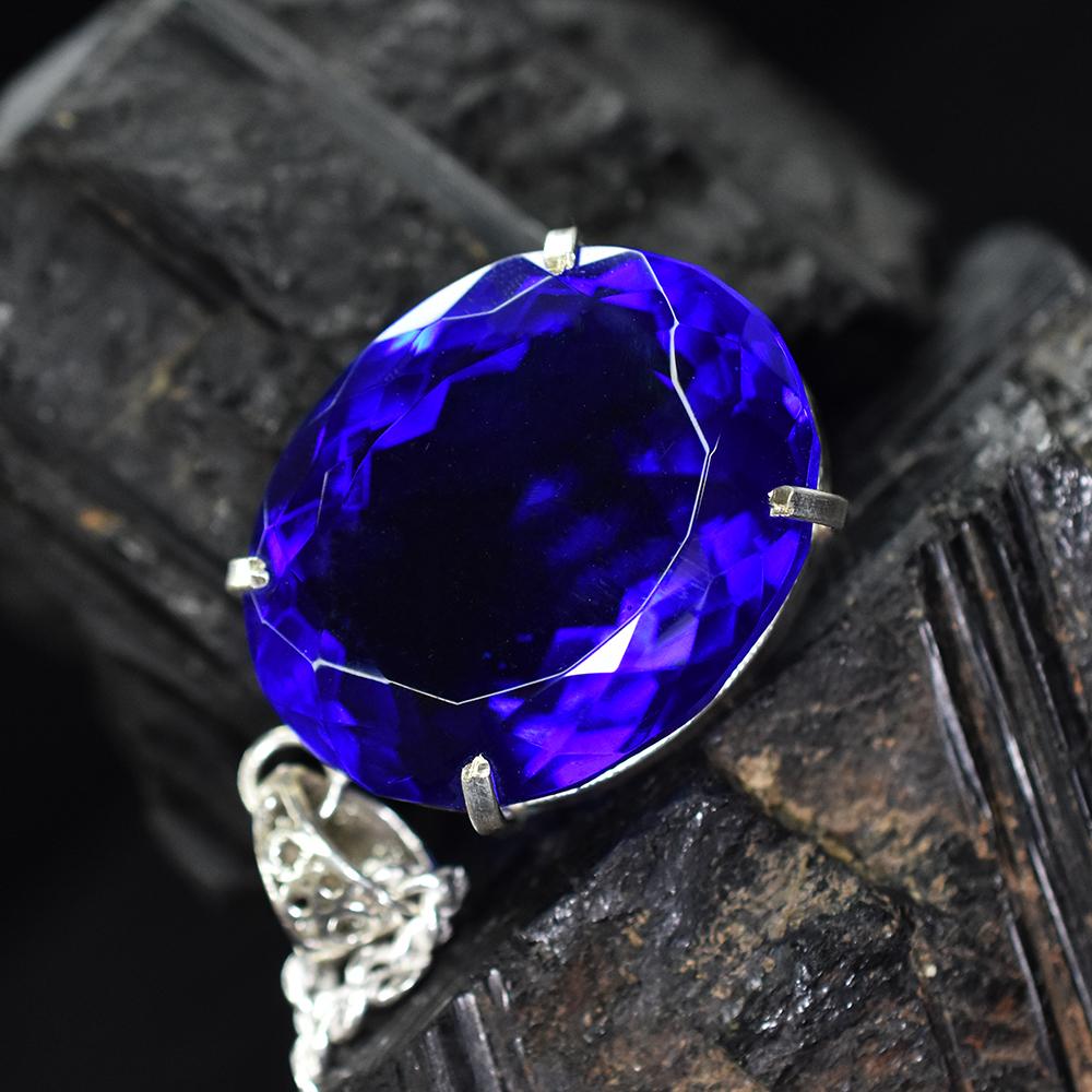120.25 Ct Lab Created Blue Sapphire CERTIFIED Oval Pendant 925 Sterling Silver MY-PD-137-NS