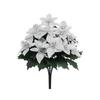 Artificial Poinsettia Bouquet with Green Leaves 4 Fork UV Resistant Fake Silk Flower Home Table Centerpiece Indoor Outdoor Faux Bloom Decoration