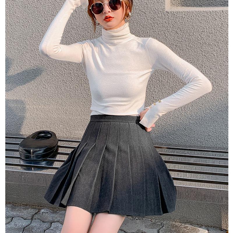 Японская шерстяная короткая юбка, плиссированная юбка, женская осенне-зимняя клетчатая юбка трапециевидной формы с высокой талией, юбка больших размеров