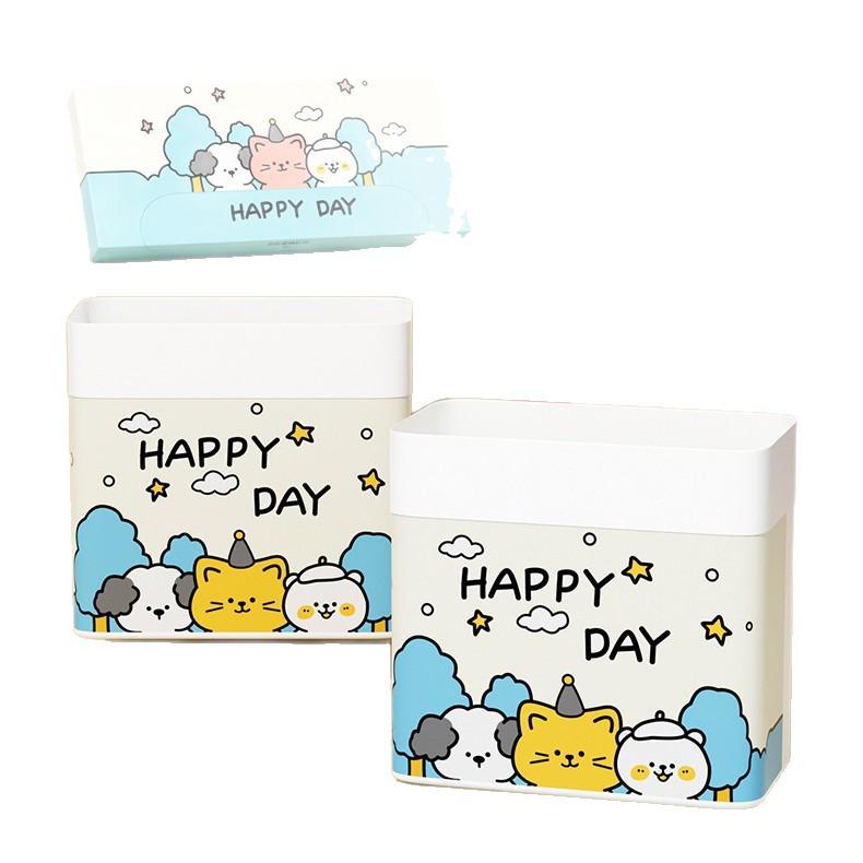 Portable Car Trash Can: Dual-Use Self-Standing, Thickened Design, Pasteable, Suitable for Desktop and Car Use with Built-in Cleaning Bag Holder.