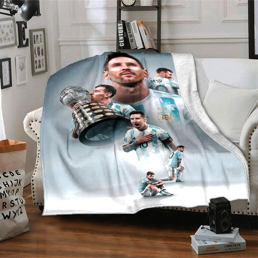Football Messi Blanket Warmthful Decor Suitable for Couch Livingroom Chair All-Season Use Playful Design Perfect Gift for Relatives and Friends