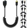 Позолоченный телескопический пружинный спиральный кабель USB A на Type C OTG Data Cord Быстрая зарядка Проводная линия для внешнего жесткого диска