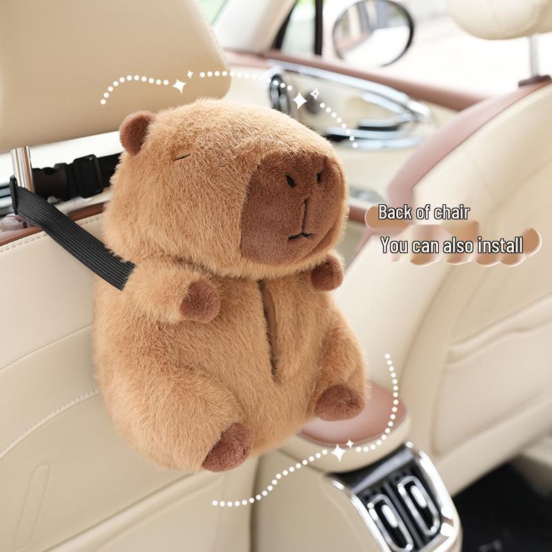 Плюшевый чехол для коробки с салфетками в виде капибары: Милый подвесной держатель для животных для спальни или рабочего стола