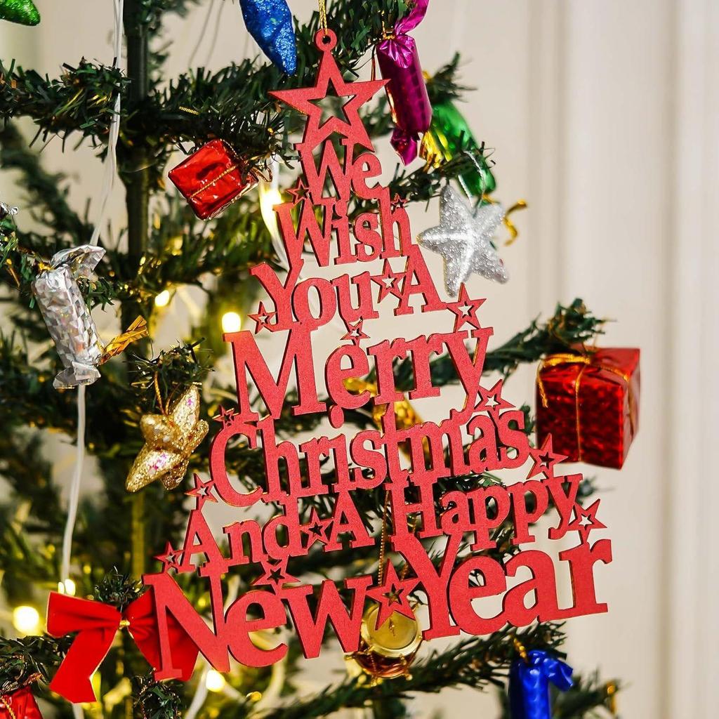 Деревянное красное рождественское дерево, настенное украшение, экспонат. Желаем вам веселого Рождества и счастливого Нового года | Предметы рождественских украшений