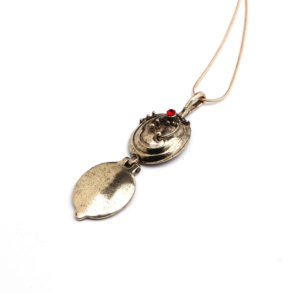 Stylish Verbena Design Necklace with Round Shape Pendant Retro Style Chain Lovers Ornament
