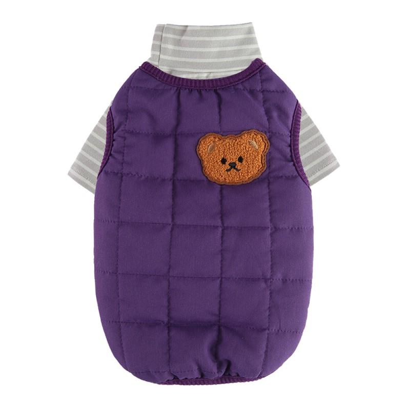Winter Pet Coat Dogs Cats Warm Thick Cotton Outfit With Harness Loop Anti-Shedding Teddy Munchkin