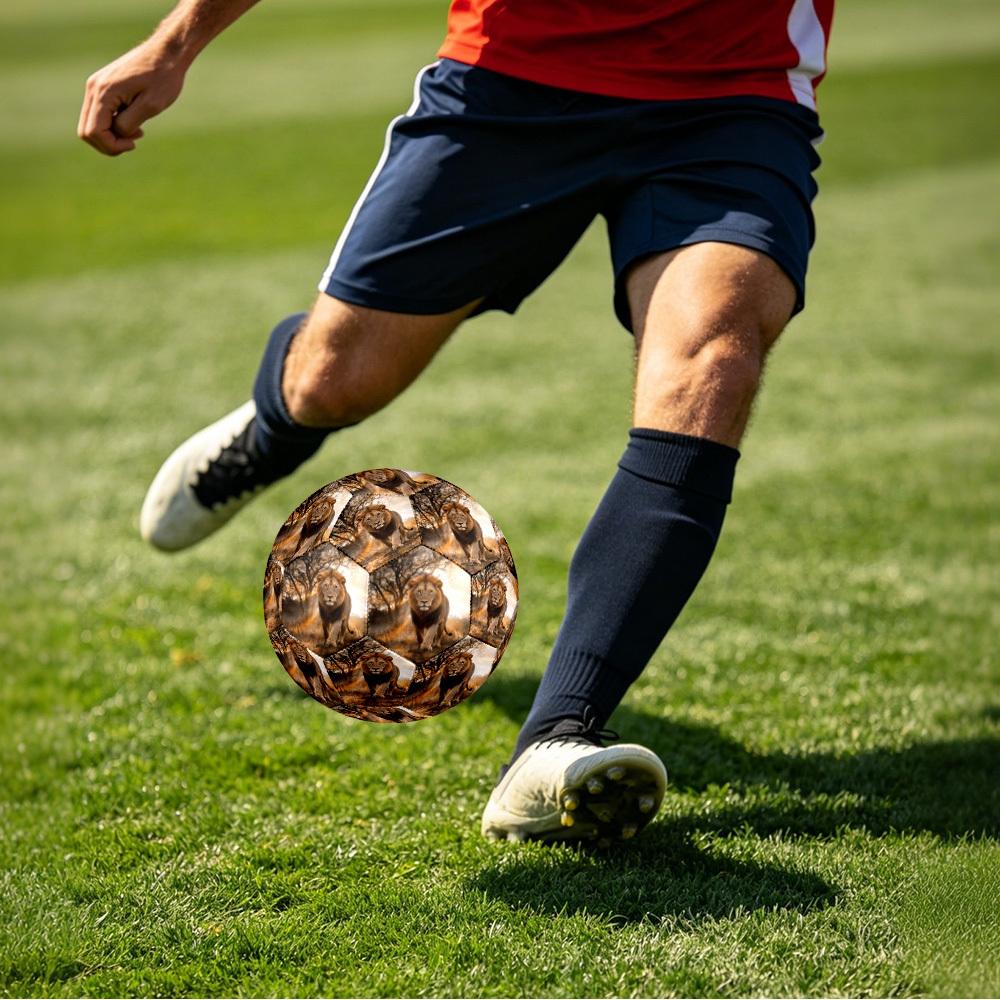 1pc Lion Wild Theme Soccer Ball Football, Size 5, Lightweight PVC, Outdoor Training Soccer Ball,Gift c657