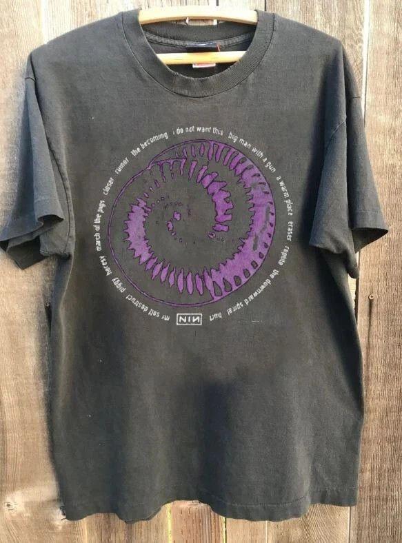 Nine Inch Nails 1994 The Downward Spiral Charcoal T-Shirt 100% Cotton