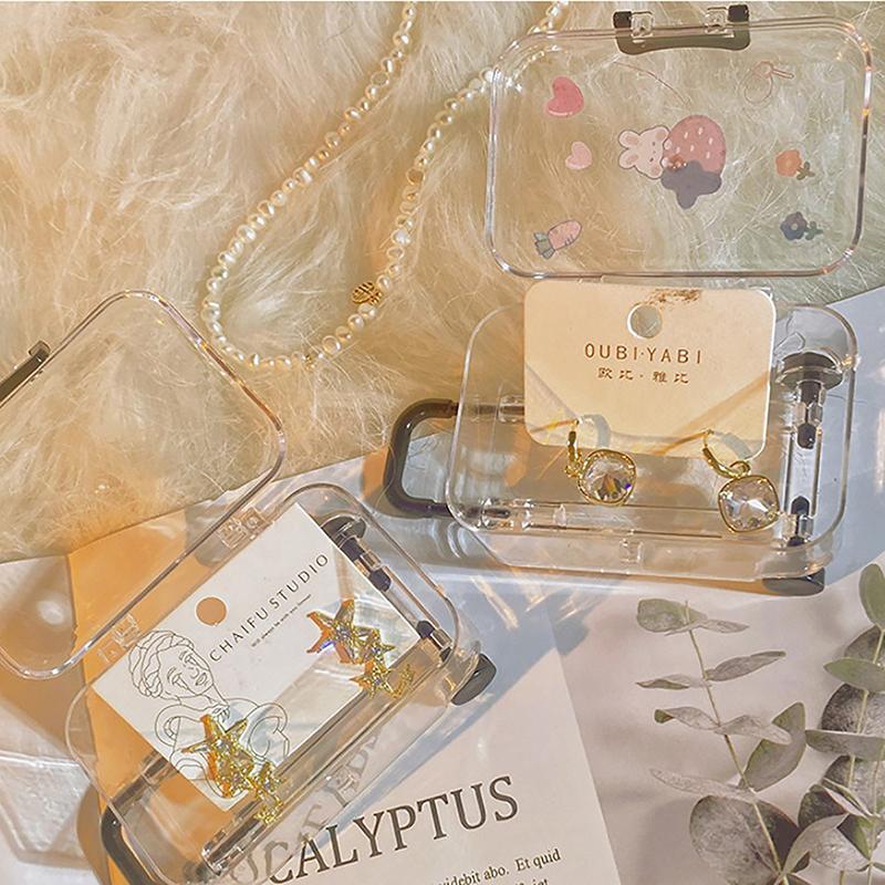 Mini Suitcase Jewelry Storage Box Women Lovely Small Earring Necklace Showcase Dollhouse Handbag Model Packing Case
