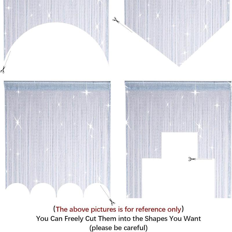 2 шт. Нитяные шторы с блестящей бахромой для окна 39 x 79 дюймов, разделитель для двери, полоска с кисточками для свадьбы, гостиной, ванной комнаты, кофейни