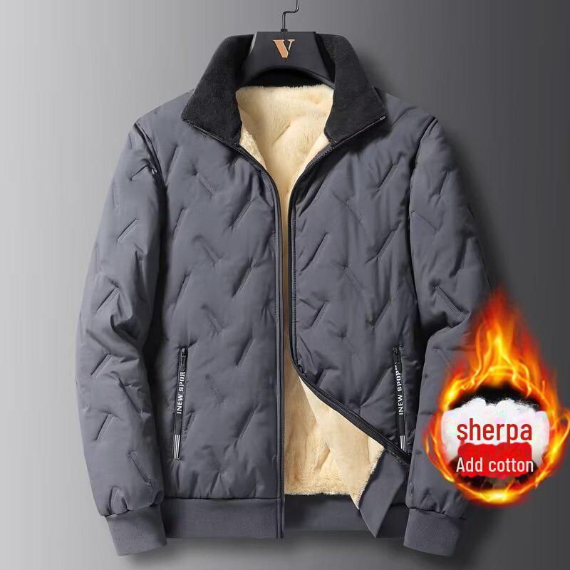 Men's Thick Lamb Fleece Winter Jacket for Middle-Aged Dads