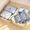 6pcs Blue Floral Travel Organizer Bags Polyester Storage for Clothes Toiletries Accessories Business Trip Home Organization