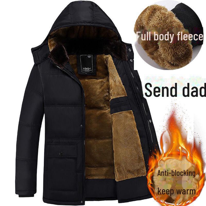 Мужские зимние куртки с бархатной подкладкой и толстой хлопковой подкладкой для пап и дедушек