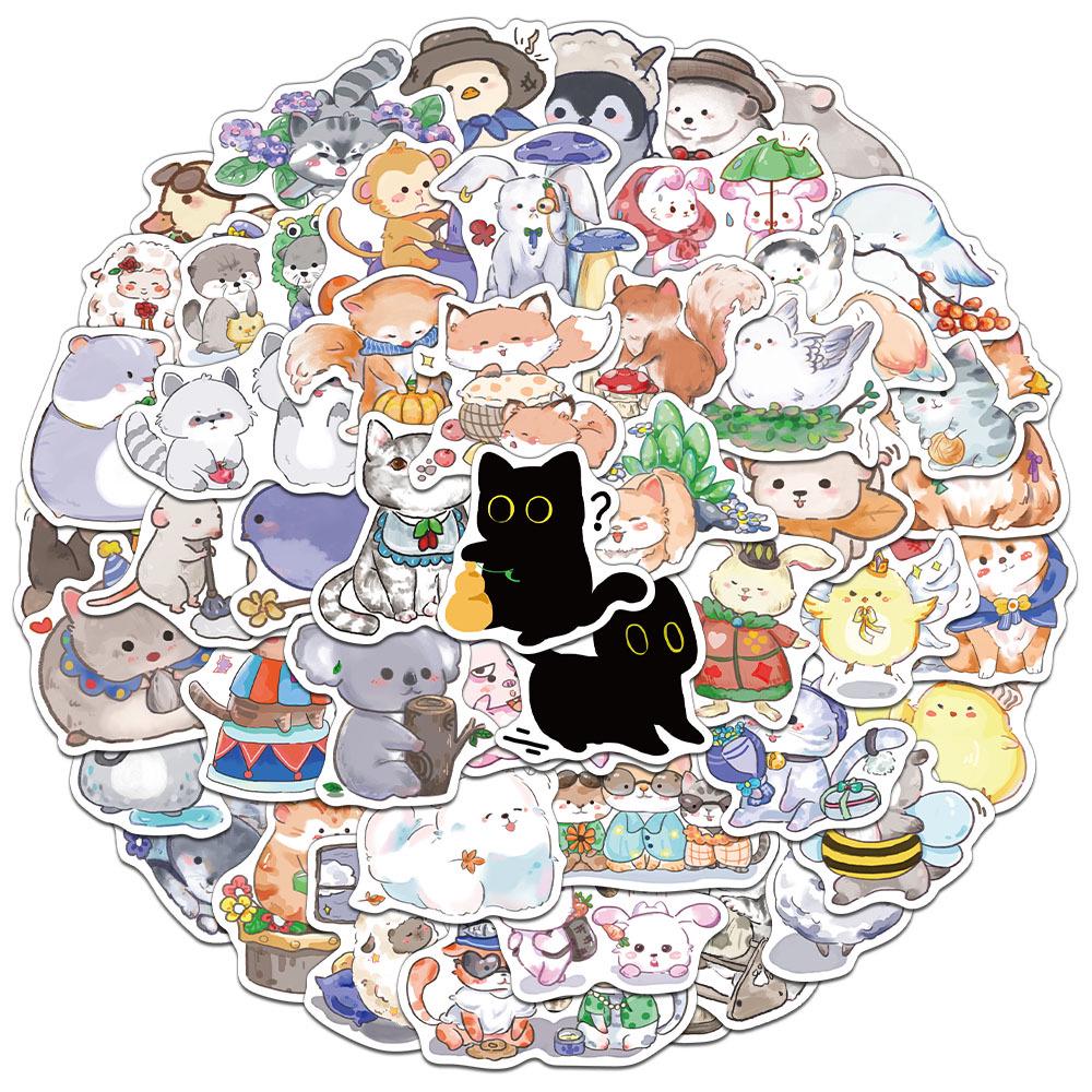 50 Cartoon Animal Stickers for DIY Phone Cases and Laptops