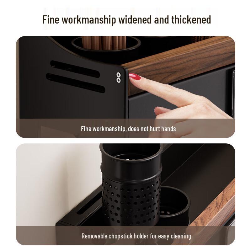 Nordic Black Walnut Style Wall-Mounted Kitchen Storage Shelf