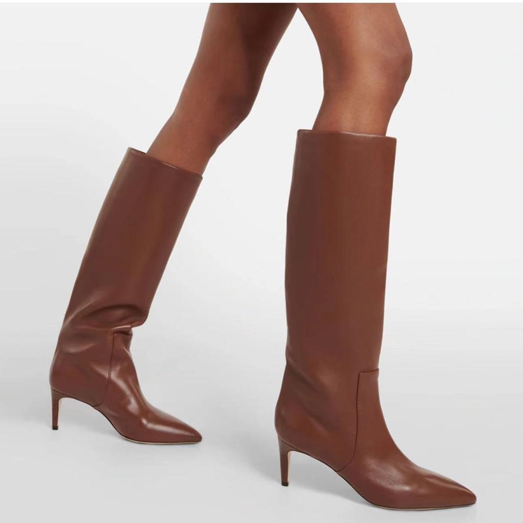 Krazing Pot Cow Leather Autumn Winter Shoes Stiletto Thin High Heels Big Size 46 European Style Keep Warm Thigh High Boots