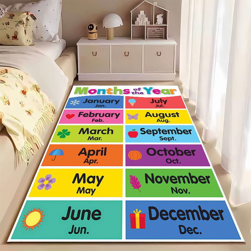 Months of the Year Pattern Carpet suitable as a non-slip mat for the living room or bedroom sofa