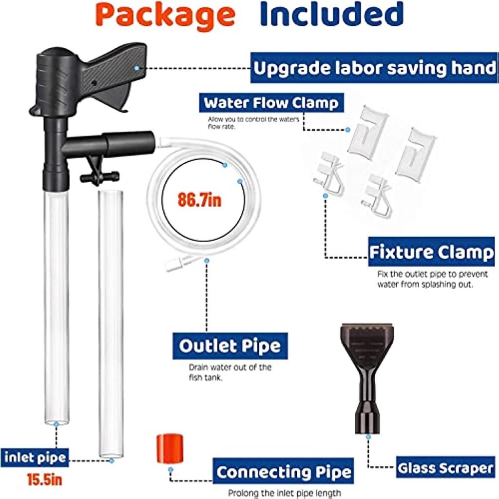Набор для чистки аквариумного гравия Очиститель для аквариума Замена воды в аквариуме Пылесос для пола в аквариуме Очиститель гравия Устройство смены воды в аквариуме (черный)