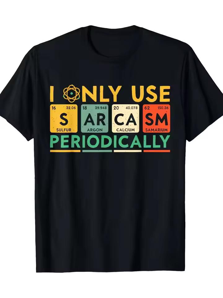 Funny Science Periodic Table Graphic T-Shirt,Crew Neck Casual Geek Nerd Gift Top for Men Women Teens, Spring Summer Daily Wear