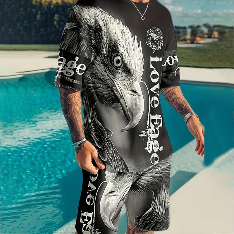 Модный мужской повседневный винтажный костюм, летний дышащий освежающий костюм в пляжном стиле с принтом 3D тигра, свободный мужской топ большого размера