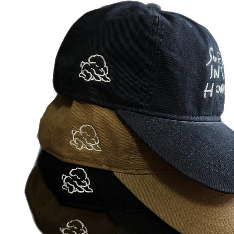 Lu Yuxiao letter embroidered baseball cap women's spring new soft top curved brim cap men show small face