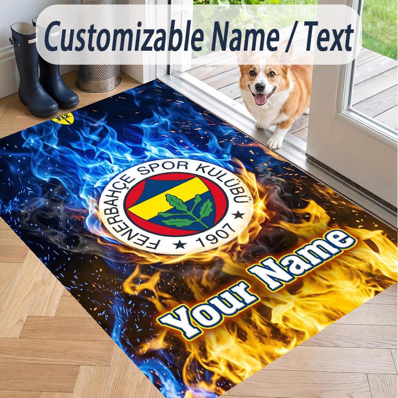 Custom Text Printed Rug Fenerbahçe FC Non Slip Floor Carpet For Home Room Decor