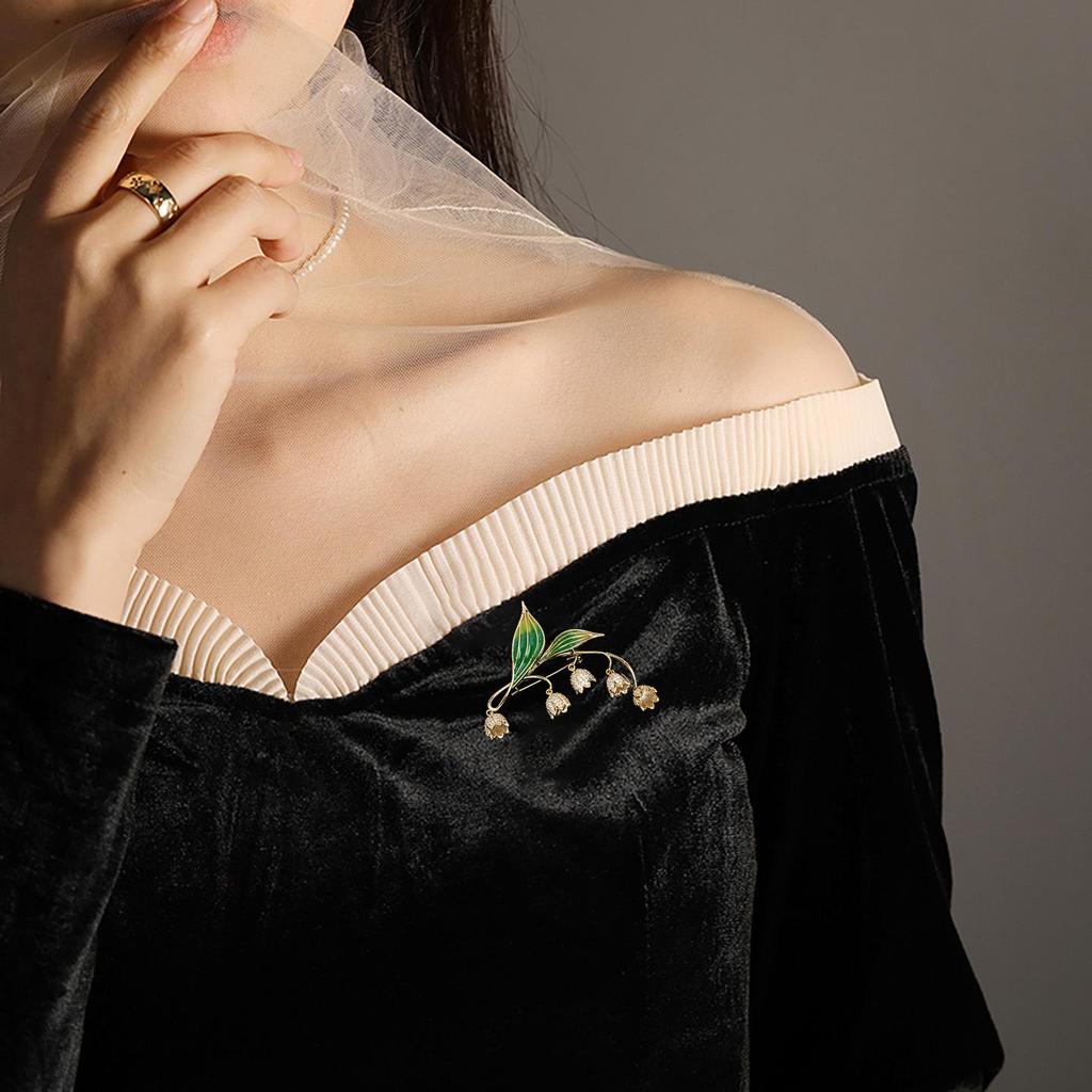 Серебряная брошь Ландыш в стиле Мори - Ретро Осенняя булавка для пальто Корсаж