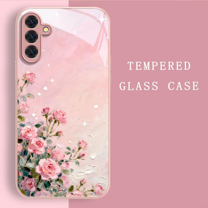 Розовая серия модный чехол для телефона из закаленного стекла подходит для iPhone 17 16 15 14 13 12 11 Pro/Max/Plus противоударный и защищающий от падений