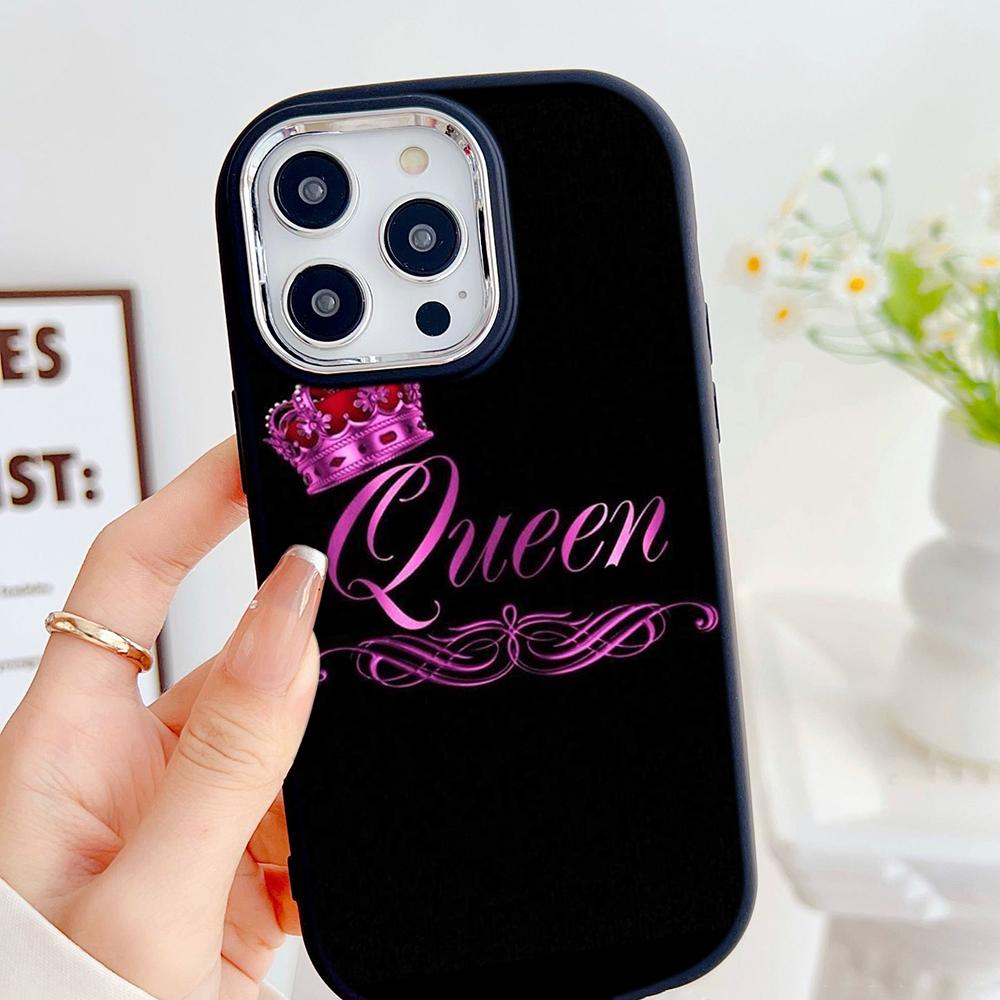 LZ29 Королева король корона пара мягкий чехол для телефона Samsung S24 Ultra S23 Plus S21 FE A16 A54 A34 A05 Infinix Hot 40 30i защита объектива противоударный чехол
