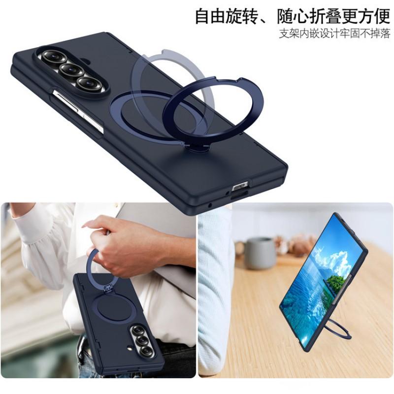 Magnetic Rotating Kickstand Case Galaxy Z Fold8 Ultra Full Coverage PC Shell With Built-in Magnet Ring Anti-Drop
