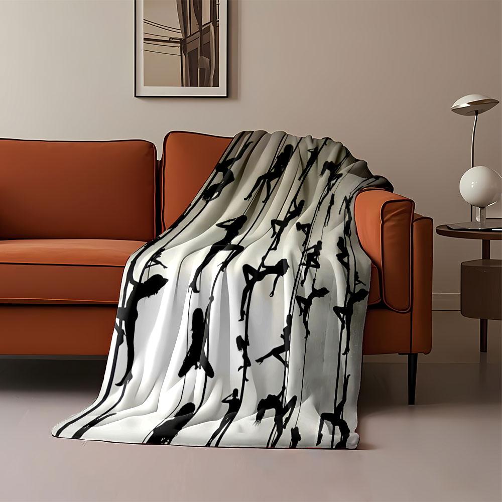 Silhouettes of women in various poses climbing vertical poles. for all seasons blanket lunch break throw gift