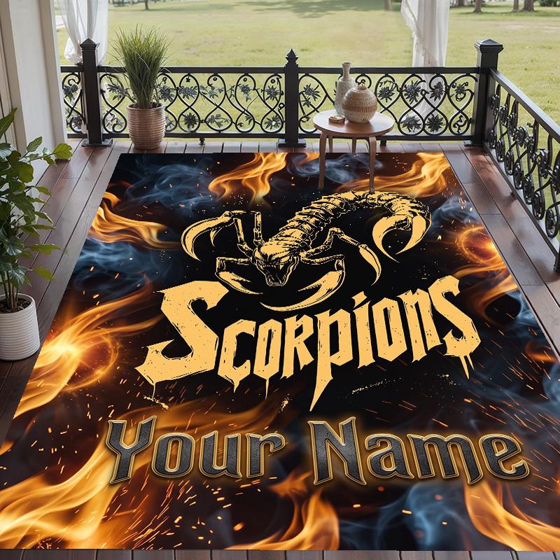 Custom Text Printed Rug Scorpions Non Slip Floor Carpet For Home Room Decor