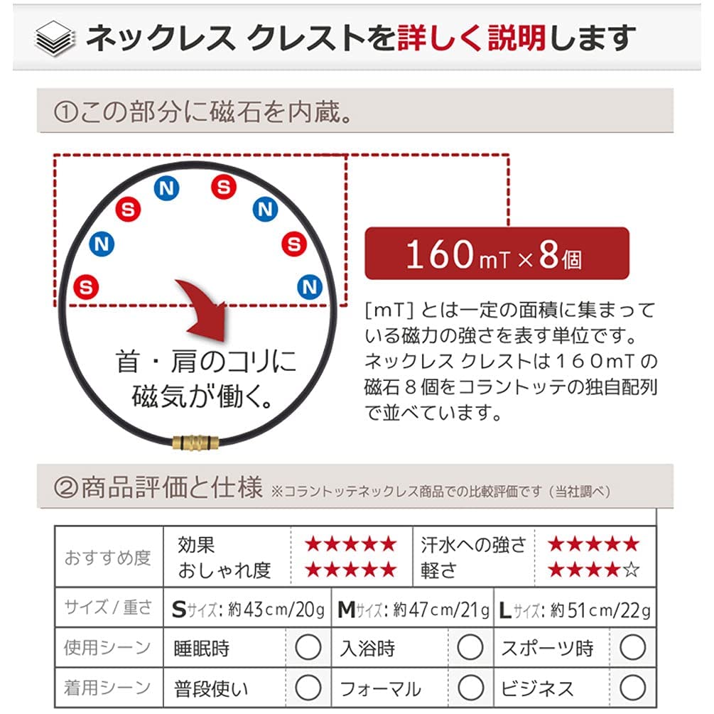 Подарочная упаковка Магнитное ожерелье Герб Премиум Цвет Ожерелье Ограниченный подарочный набор [Colantotte] (Премиум Черный, S)