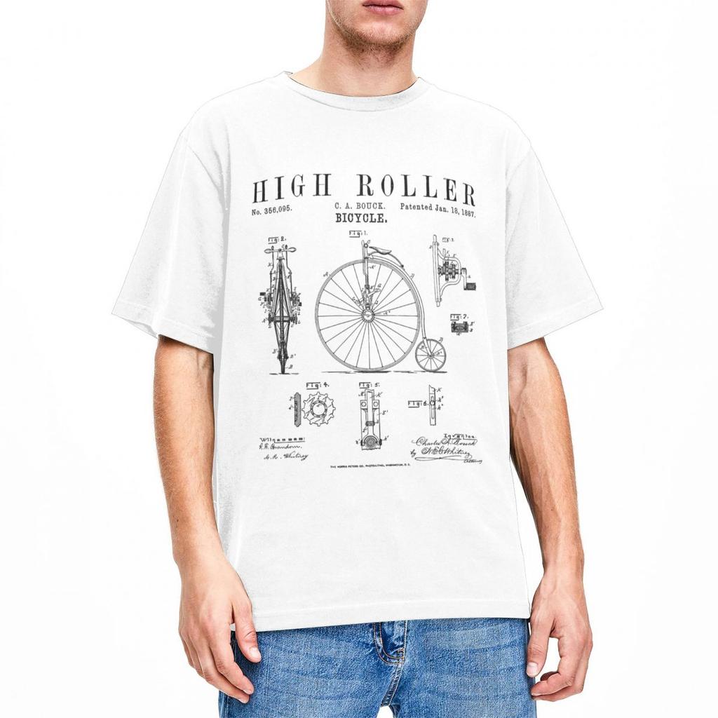 Винтажные футболки с рисунком велосипеда на высоких колесах, одежда для мужчин и женщин, хлопковая ретро-футболка с изображением велосипеда и пенни-фартинга, короткий рукав