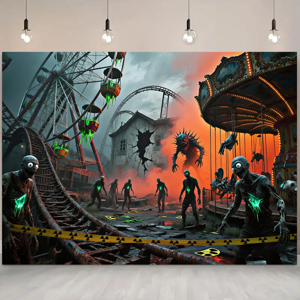 Horror Haunted House Tapestry Photography Background Halloween Vampire Scary Ghost Photo Studio Portrait Decor Backdrop