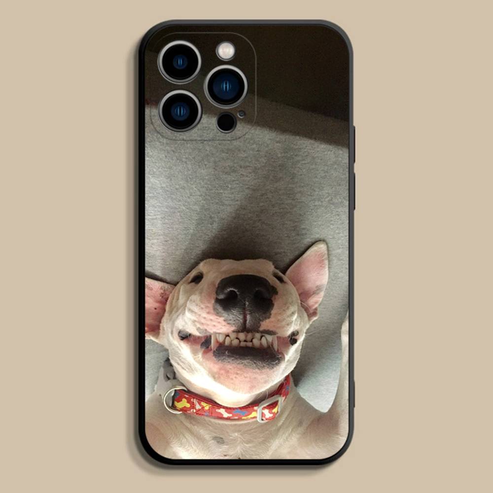 Смешной Чехол для Телефона с Собакой Бультерьер для iPhone 17,16,15,14,13,12,Pro,Max,Plus,E,SE4,Air,Mini Черный Мягкий Чехол
