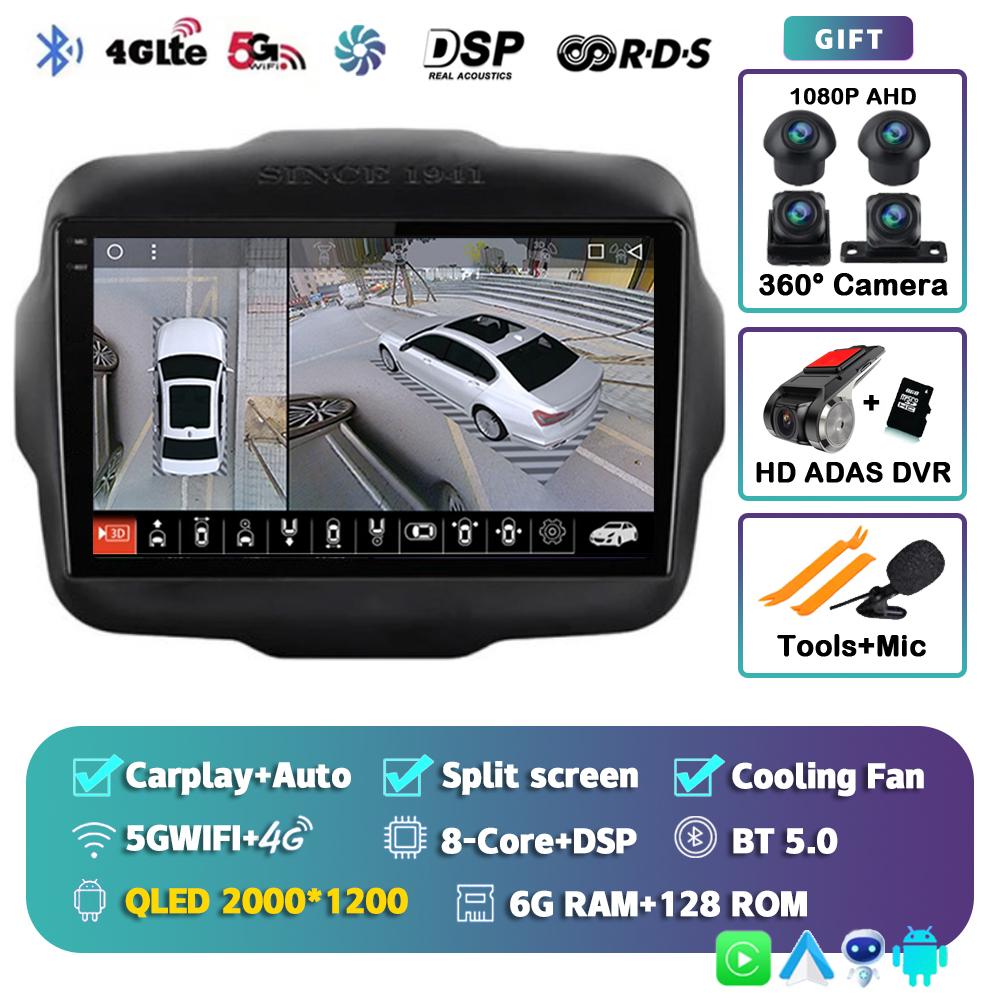 Android 14 Carplay Auto Car Radio For Jeep Renegade 2016-2020 GPS Navigation Multimedia Video Player Autoradio Stereo WIFI+4G BT