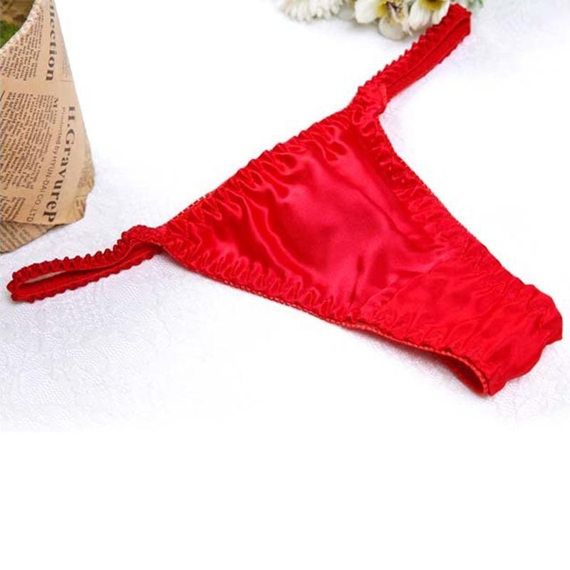 Women's Sexy Pure Silk Thongs Briefs Bikinis Underwear G-String Panties Comfortable Healthy