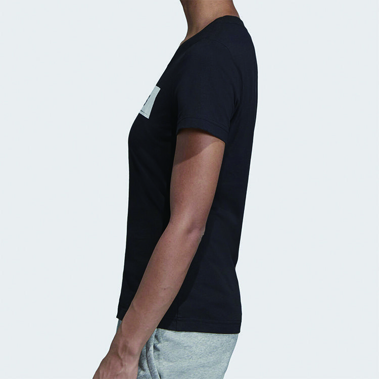 Adidas Тренировочный пуловер с круглым вырезом, футболка с короткими рукавами, женские топы, черный EI4586