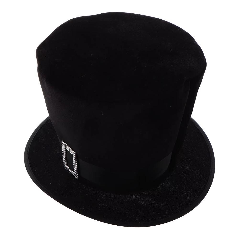 Adorable Formal Costume Hat Dress Up Black Magician Hat Cosplay Outfit Black Top Hat Theme Party