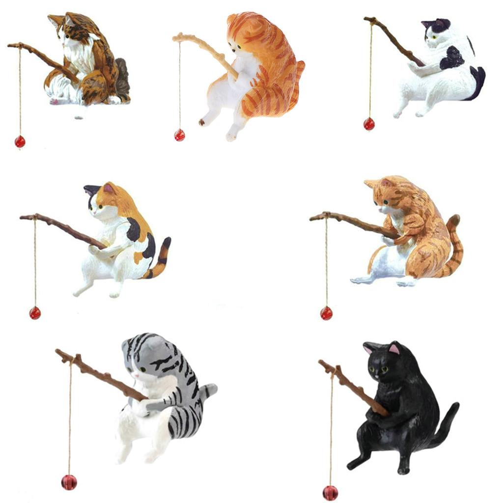 Рыбный аквариум ландшафтный дизайн рыболовные кошки украшения аквариумные украшения мультяшные животные смоляные фигурки для домашнего декора