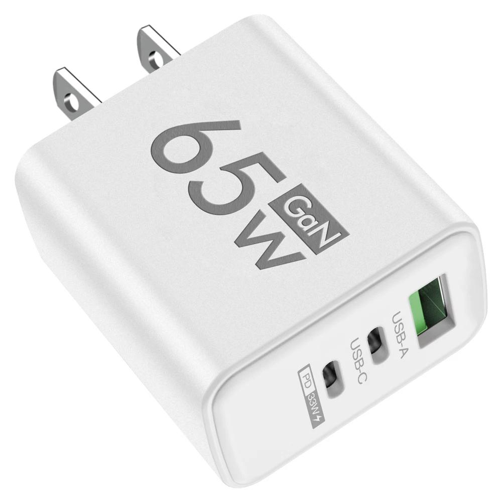 Быстрое зарядное устройство GaN 65 Вт USB C PD, настенный адаптер для 16 Samsung Galaxy S24, Quick Charge 3.0, многопортовое, для путешествий