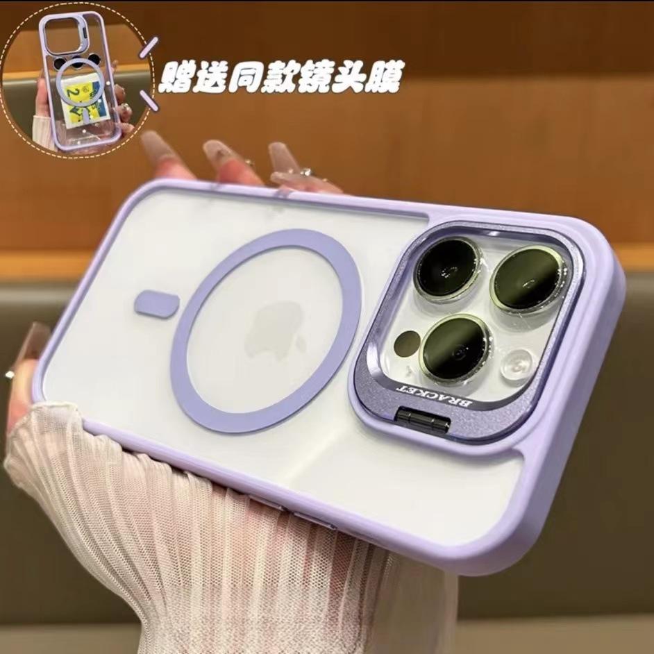 Применимый чехол для мобильного телефона iPhone16ProMax из сплава, невидимая подставка, Apple 13/14/15 с той же пленкой для объектива