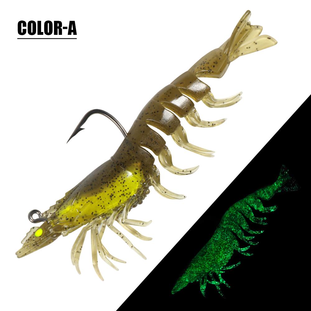Spinpoler TPR Material Pre-Rigged Soft Plastic Realistic Shrimp Lure SwimBait UV Glow Bass Walleye Trout Fishing Lures 7.5cm 9cm
