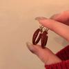 Simple Ankola Red Oil Dripping Small Earrings Women'S Light Luxury Retro Personality Fashion Temperament Commuter Versatile Earrings