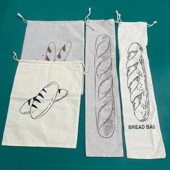 Yousheng Drawstring Bread Bag Reusable Linen Bread Storage Bag Homemade Loaf Bread Container Unbleached Food Dry Fruits Bag Kitchen Gadgets