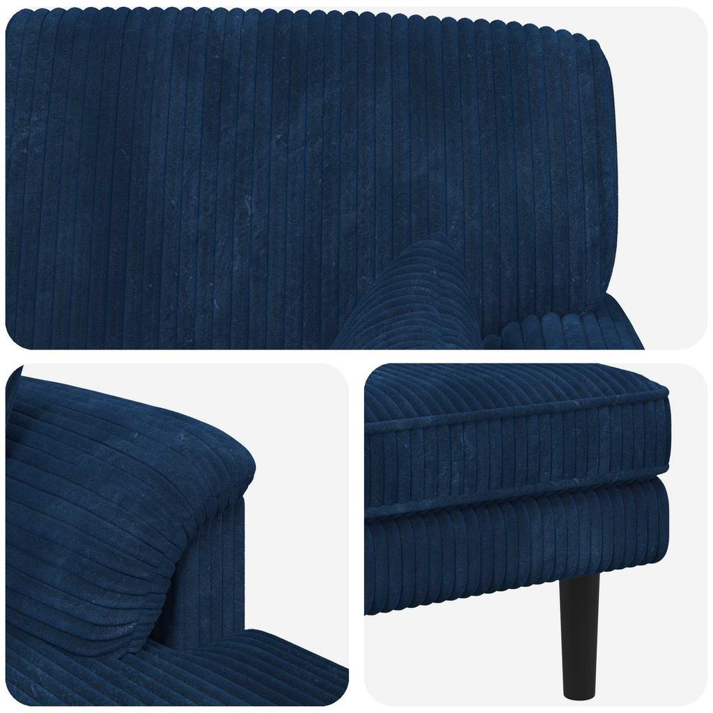 Chaise Longue Navy Blue Corduroy