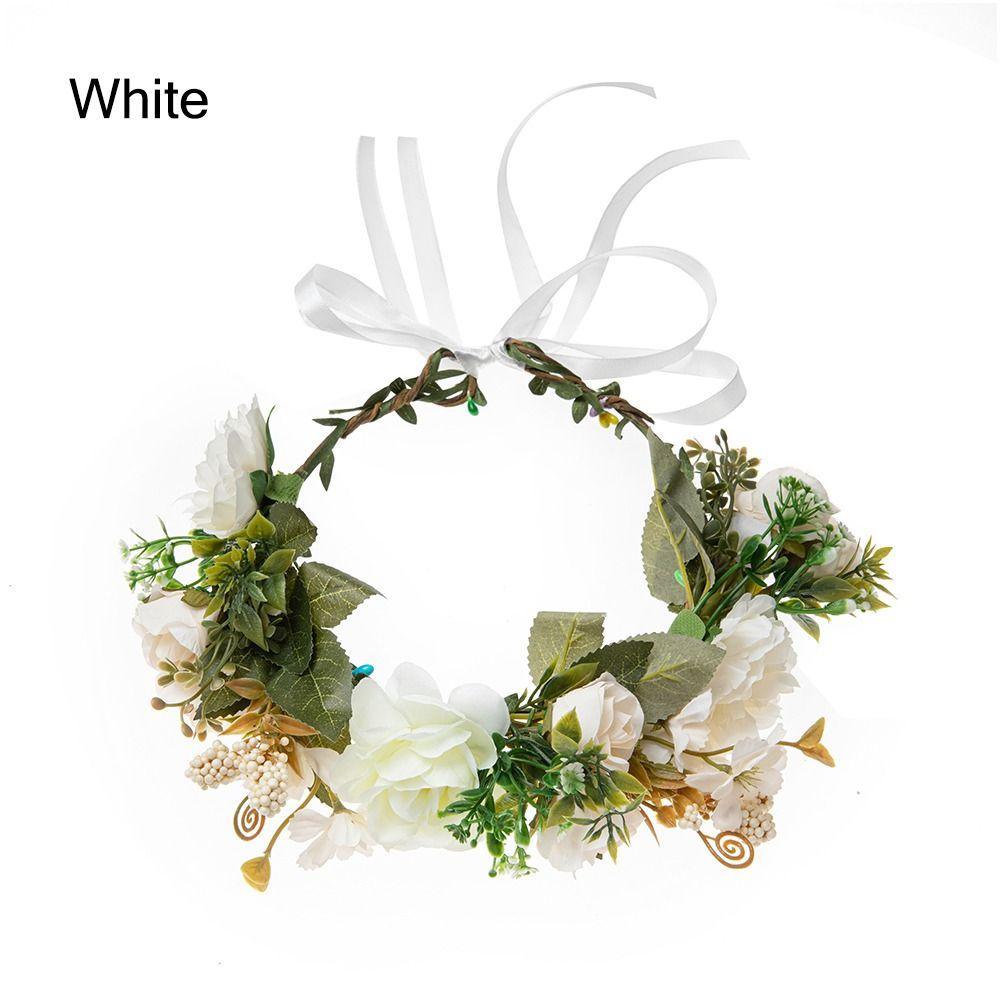 Rose Flower Headband Festival Wedding Hair Wreath Bohemian Headwear for Women Girls